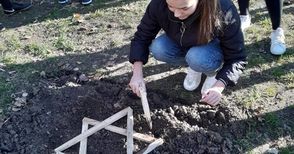 В Дойче шуле садиха жълти минзухари  в памет на загинали еврейски деца