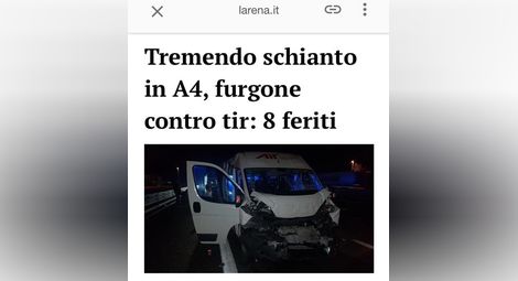Осем българи ранени при пътен инцидент до Верона заради заспиване на волана