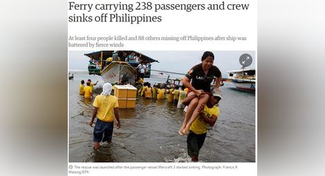 Четирима души са загинали при преобръщането на ферибот край Филипините