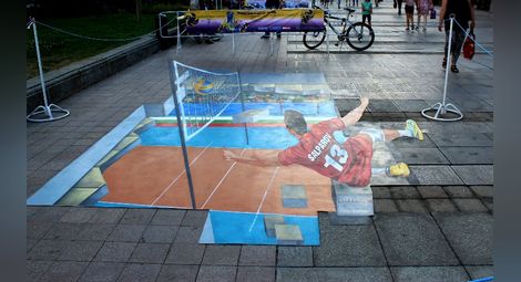 3D рисунки на площада показват красотата на волейбола през очите на осем художници