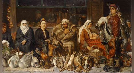Иван Мърквичка-Жени от разни националности на Пловдивски пазар,1887
