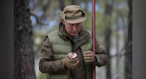 Путин бере гъби на рождения си ден високо в сибирските планини