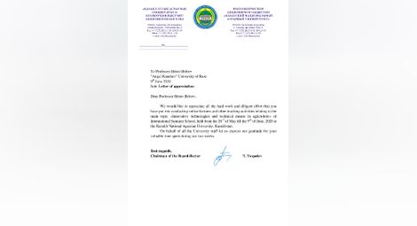 Проф.Белоев с благодарствено писмо от ректора на Казахския национален аграрен университет /галерия/