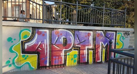 Нови графити има на пасарелката под музея „Баба Тонка“. Снимка: Фейсбук