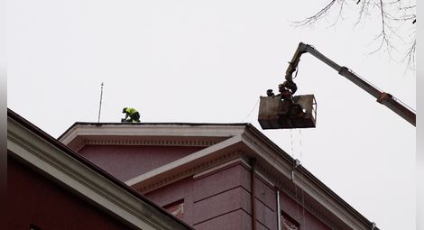 Спасиха с 40-метров кран бедстваща на покрива операта чайка