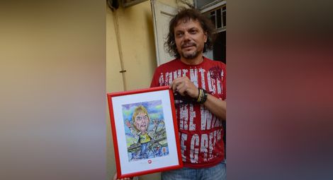 Специален подарък за Джон Лоутън - шаржов портрет на Оги Балканджиев