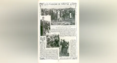 Страница от вестник „Ilustracao Portuguesa“ от 29 октомври 1917 г., показваща хората, гледащи слънцето по време на явленията във Фатима, приписвани на Дева Мария