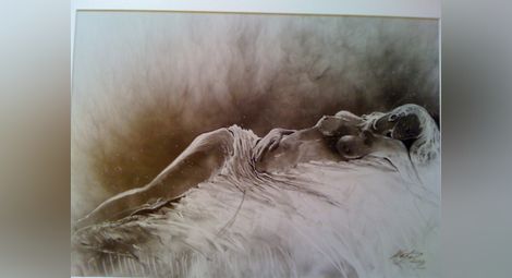 „Сън“ - картина рисувана с техниката Candle Smoke Paintings през 2011 г.