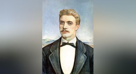Портрет на Левски, рисуван с цветни моливи от Георги Черкезов.