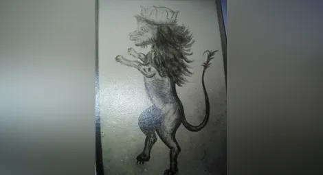 Оригиналното лъвче, нарисувано от даровития самоук художник Никола Сарелариев. Публикува се за първи път.
