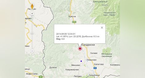 Леко земетресение край Сандански