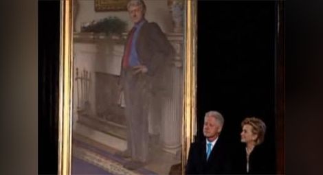Официален портрет на Бил Клинтън крие сянката на Моника Люински
