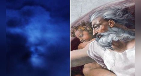 Божието лице от картина на Микеланджело се появи в небето