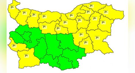 Жълт код в 19 области заради силен вятър