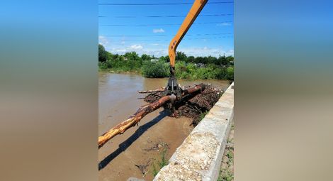 Придошлите води на река Янтра заталачиха с дървета по 7-8 метра моста на пътя Горна Оряховица – Първомайци /галерия/